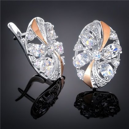 Сережки 249 цирконій білий Rh Timofeev