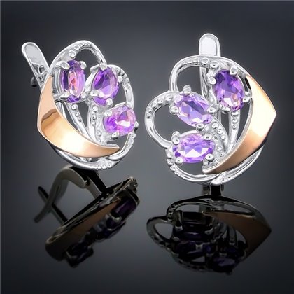 Сережки 263 аметист Rh Timofeev