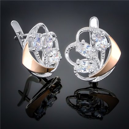 Сережки 263 цирконій білий Rh Timofeev