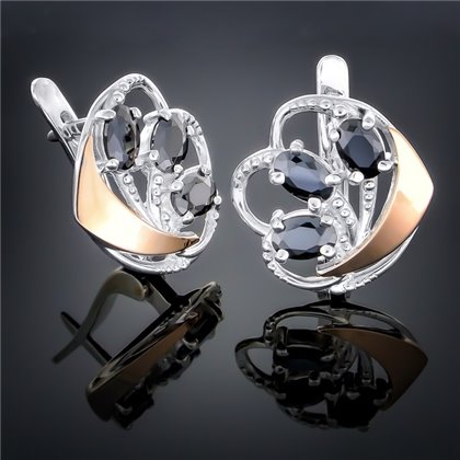 Сережки 263 цирконій чорний Rh Timofeev