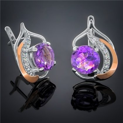 Сережки 301 аметист Rh Timofeev