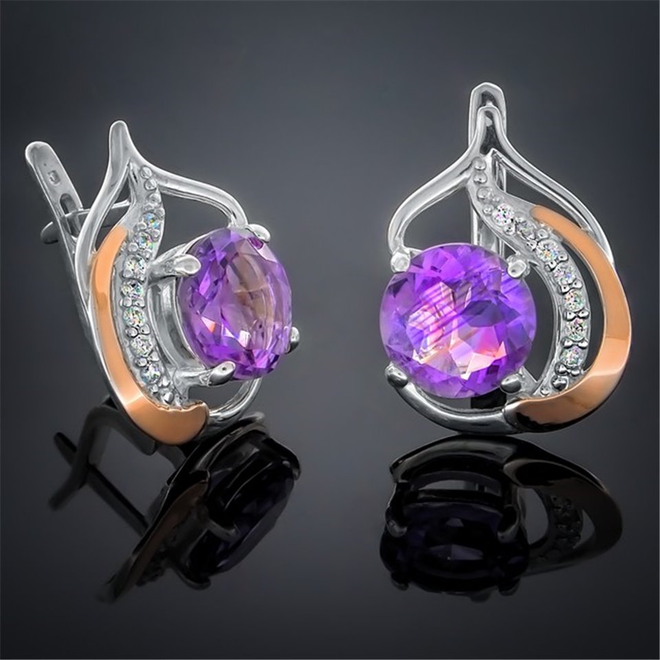 Сережки 301 аметист Rh Timofeev
