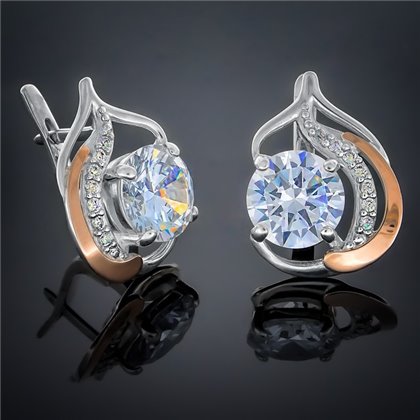 Сережки 301 цирконій білий Rh Timofeev