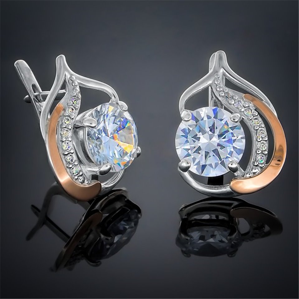 Сережки 301 цирконій білий Rh Timofeev