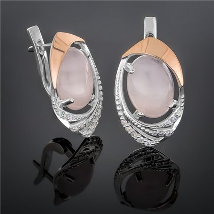 Сережки 305 кварц рожевий Rh Timofeev