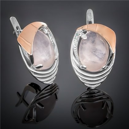 Сережки 307 кварц рожевий Rh Timofeev