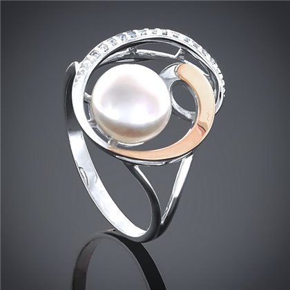 Перстень 186 перлина бiла Rh Timofeev