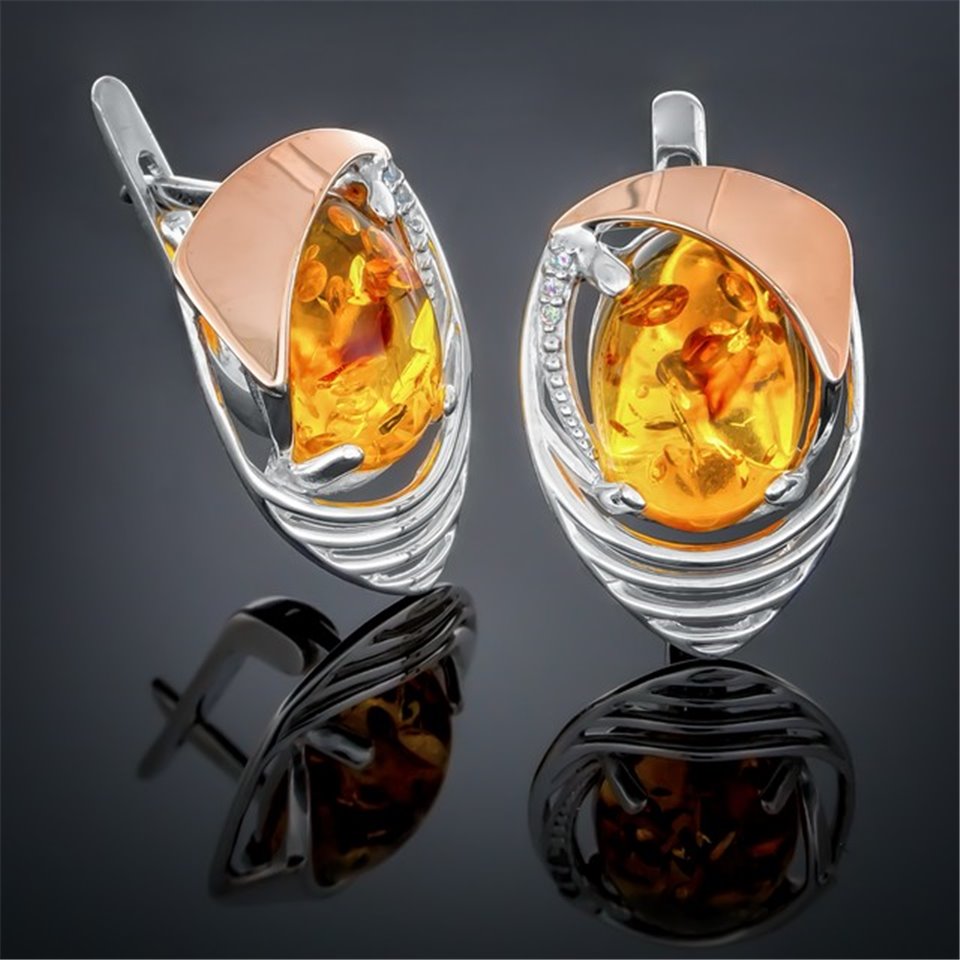 Сережки 307 янтарь Rh Timofeev