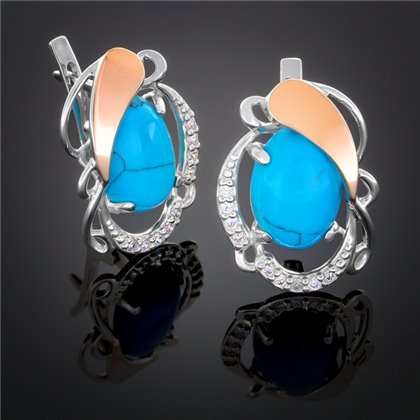 Сережки 315 бірюза імітація Rh Timofeev