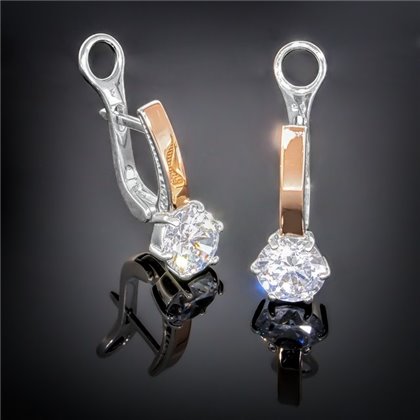 Сережки 370 цирконій білий Rh Timofeev