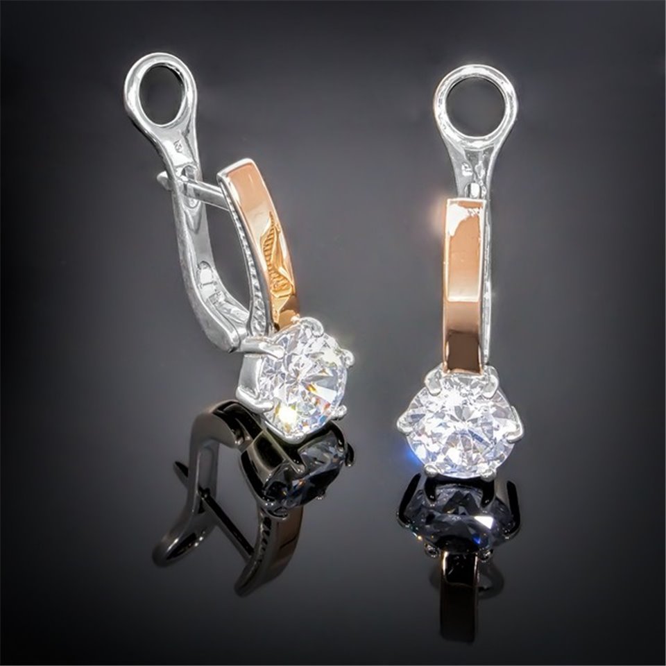 Сережки 370 цирконій білий Rh Timofeev