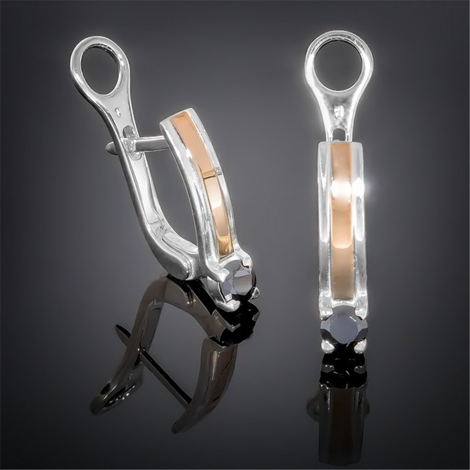 Сережки 376 цирконій чорний Rh Timofeev