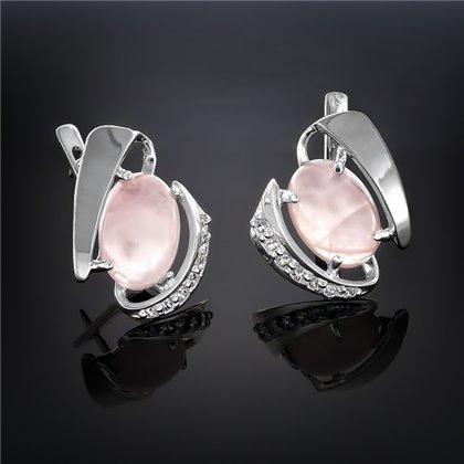 Сережки 32 кварц рожевий Rh Timofeev