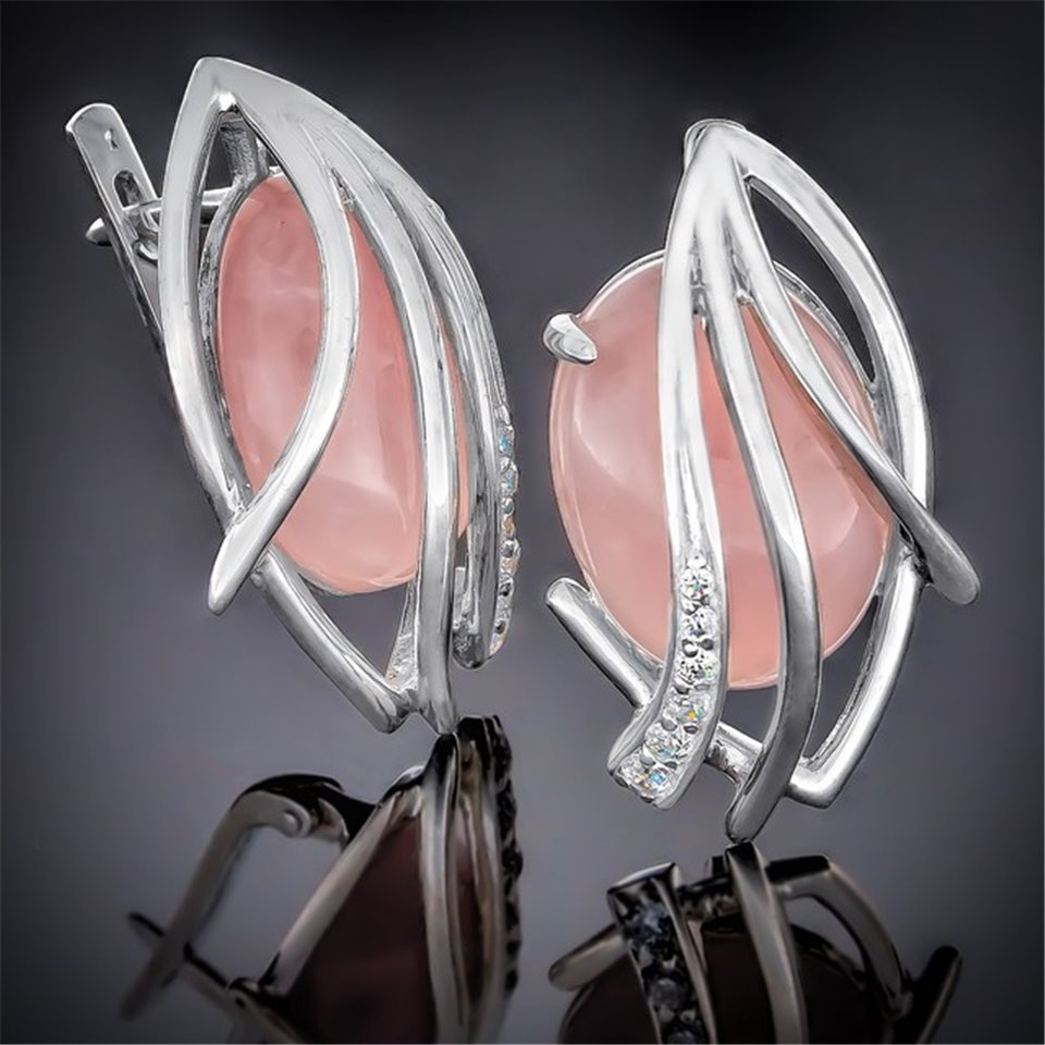 Сережки 39 кварц рожевий Timofeev