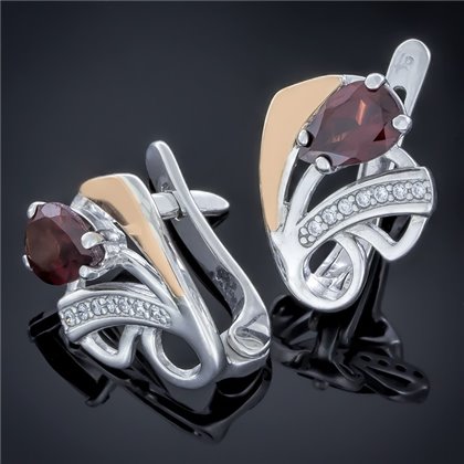 Сережки 502 гранат Rh Timofeev