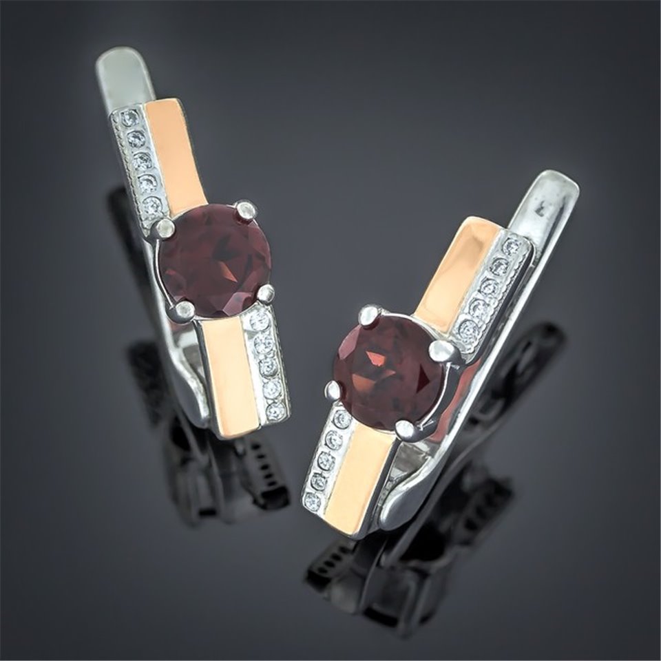 Сережки 498 гранат Rh Timofeev