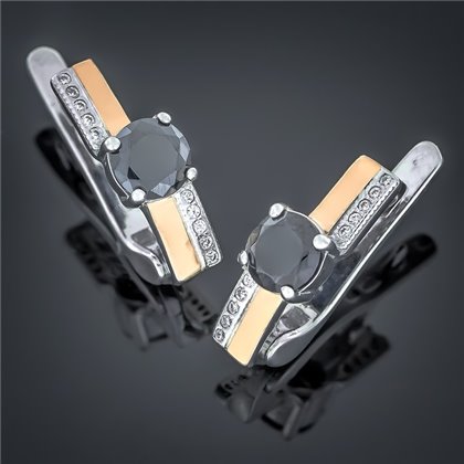 Сережки 498 цирконій чорний Rh Timofeev