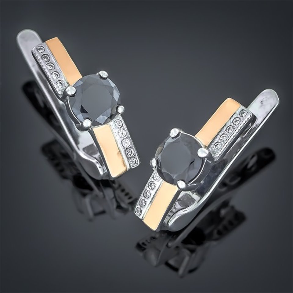 Сережки 498 цирконій чорний Rh Timofeev