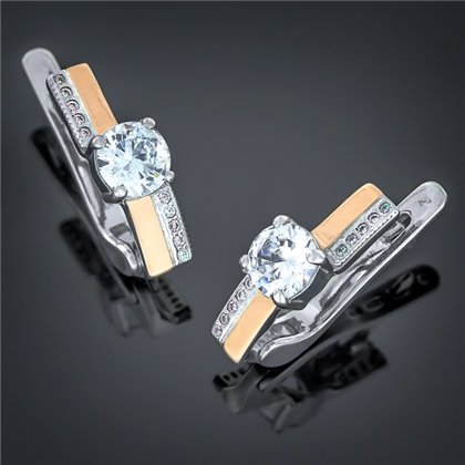 Сережки 498 цирконій білий Rh Timofeev