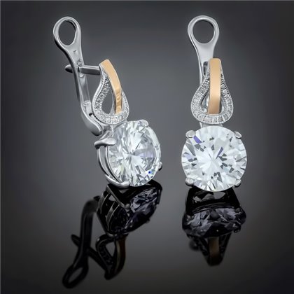 Сережки 489 цирконій білий Rh Timofeev