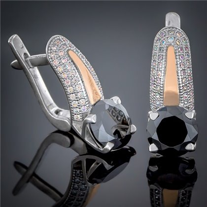 Сережки 486 цирконій чорний Rh Timofeev