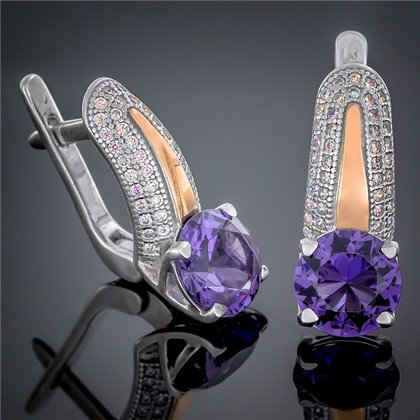 Сережки 486 аметист Rh Timofeev