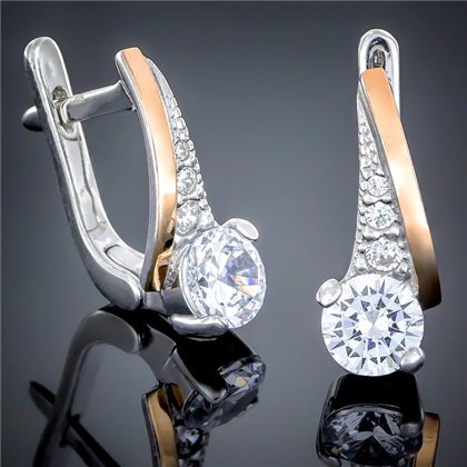 Сережки 482 цирконій білий Rh Timofeev