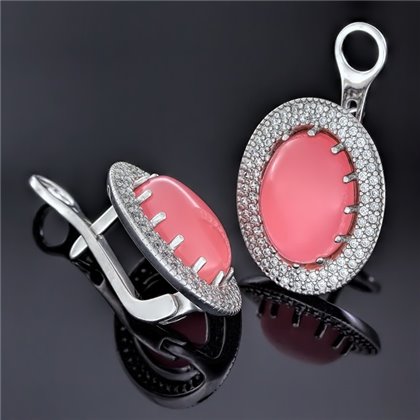 Сережки 476 кварц рожевий Rh Timofeev