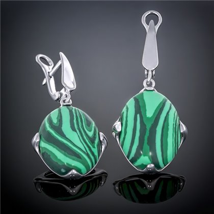 Сережки 449 малахіт імітація Rh Timofeev