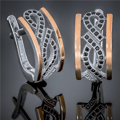 Сережки 431 цирконій чорний Rh Timofeev