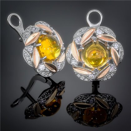 Сережки 425 янтарь імітація Rh Timofeev