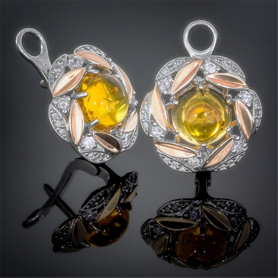 Сережки 425 янтарь імітація Rh Timofeev