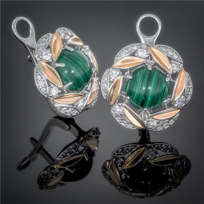 Сережки 425 малахіт імітація Rh Timofeev