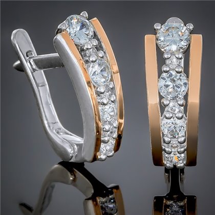 Сережки 424 цирконій білий Rh Timofeev