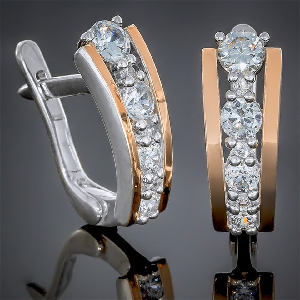 Сережки 424 цирконій білий Rh Timofeev