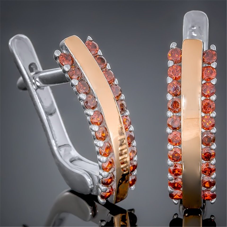 Сережки 423 цирконій червоний Rh Timofeev