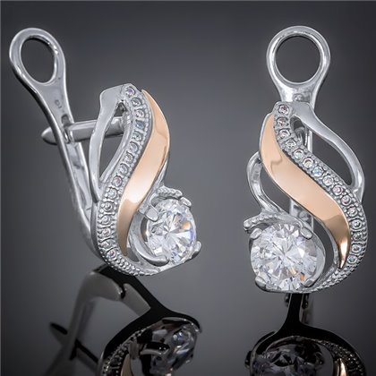 Сережки 420 цирконій білий Rh Timofeev