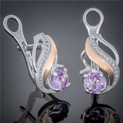 Сережки 420 аметист Rh Timofeev