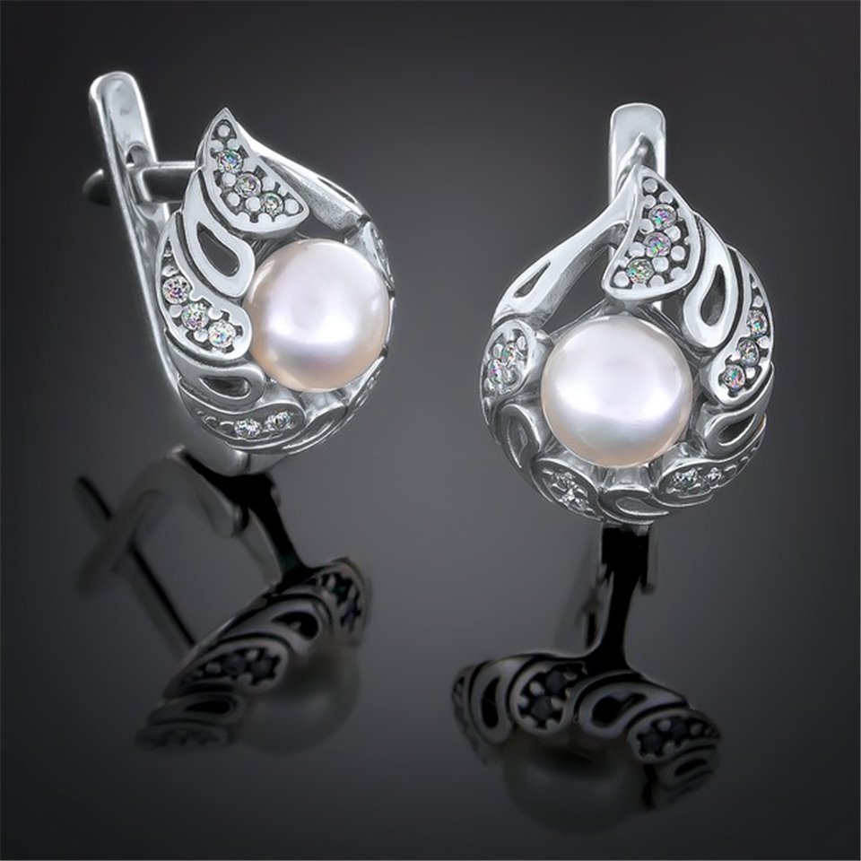 Сережки 416 перлина біла Timofeev