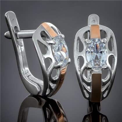 Сережки 414 цирконій білий Rh Timofeev