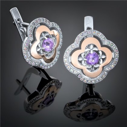 Сережки 408 аметист Rh Timofeev