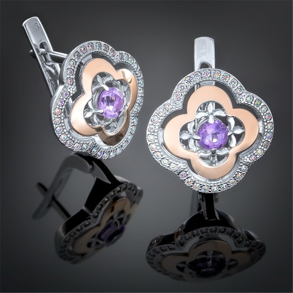 Сережки 408 аметист Rh Timofeev