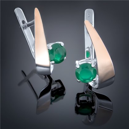 Сережки 406 агат зелений Rh Timofeev