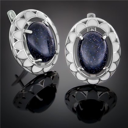 Сережки 401 авантюрин синій Rh Timofeev