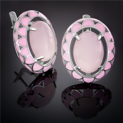 Сережки 401 кварц рожевий Rh Timofeev