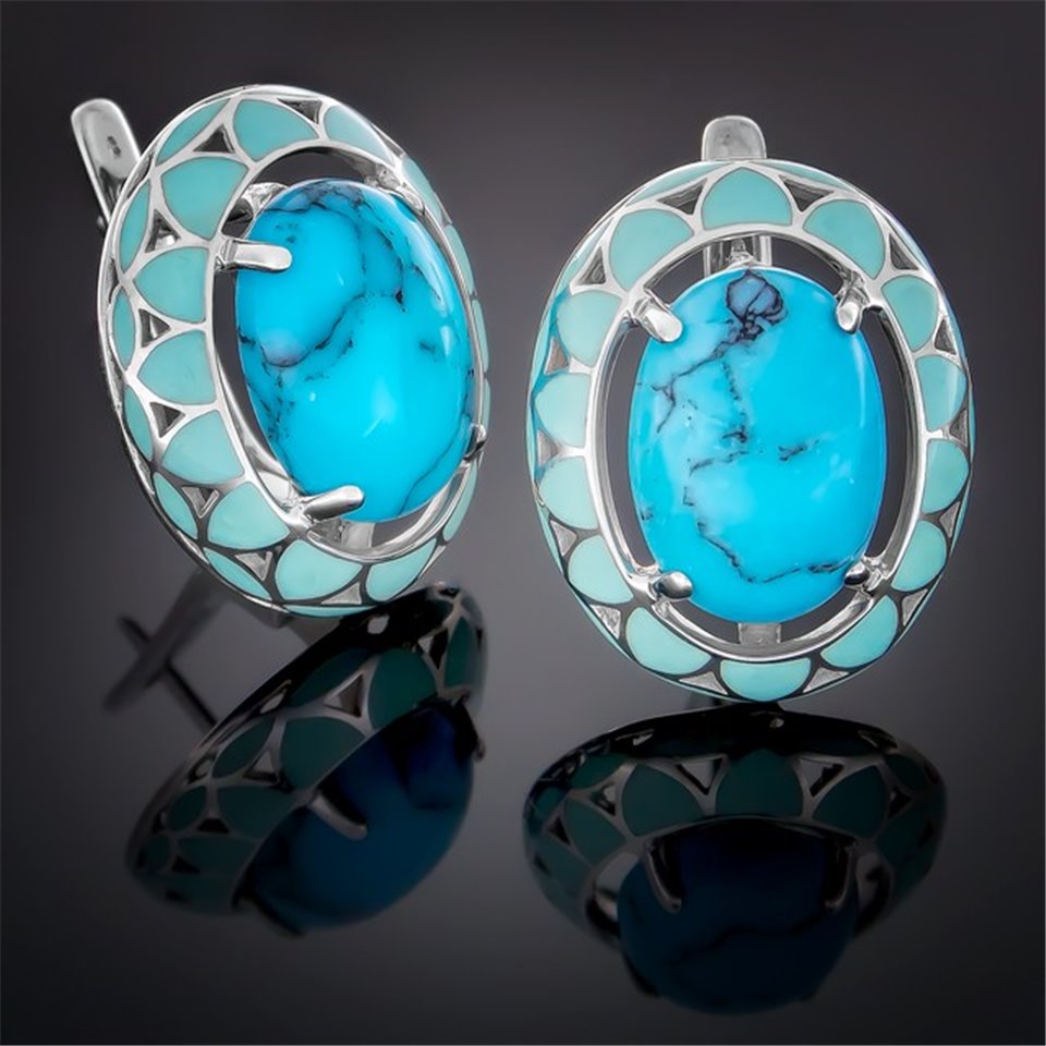 Сережки 401 бірюза Rh Timofeev