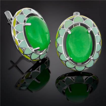 Сережки 401 агат зелений Rh Timofeev