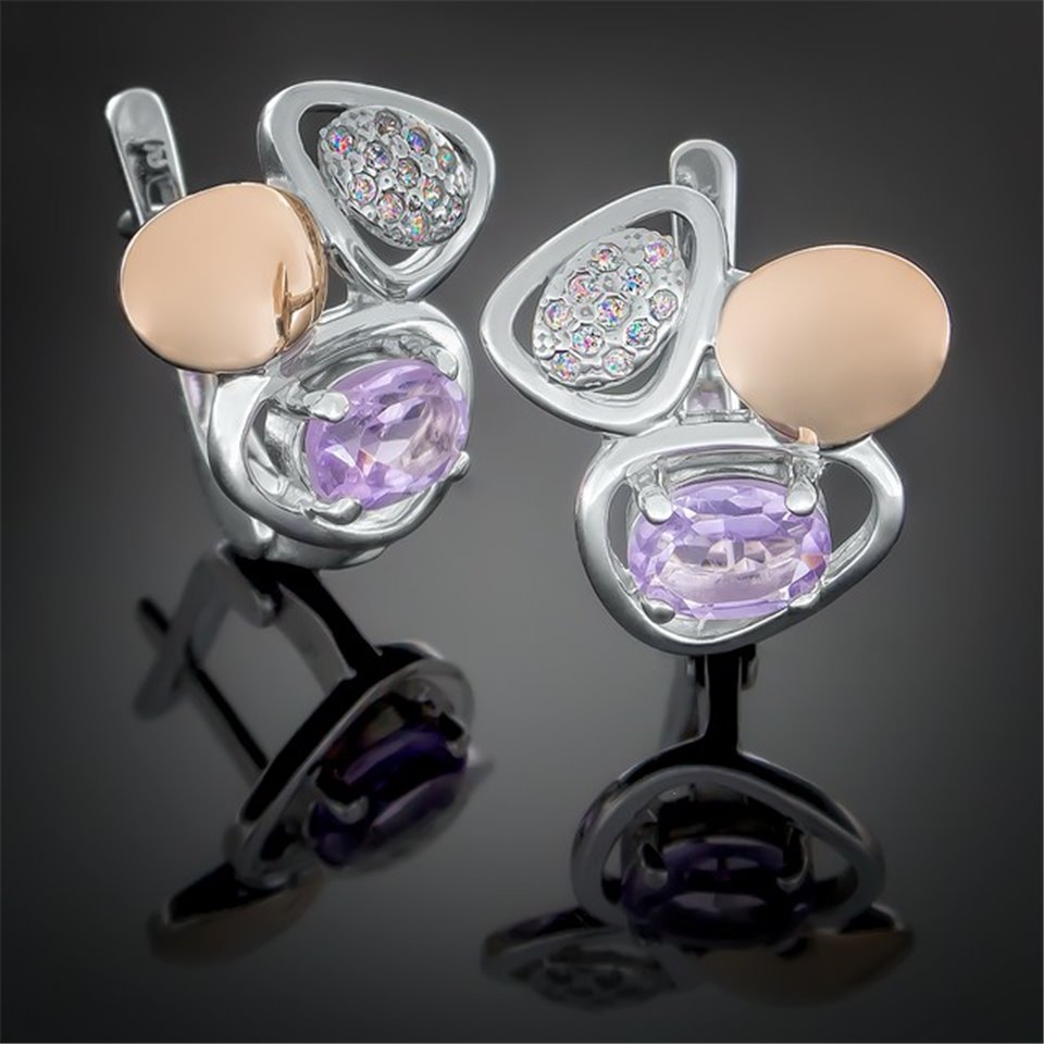 Сережки 397 аметист Rh Timofeev