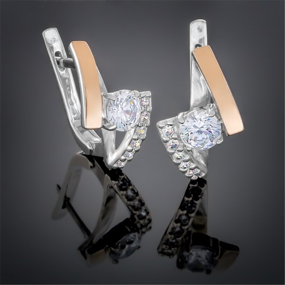 Сережки 391 цирконій білий Rh Timofeev