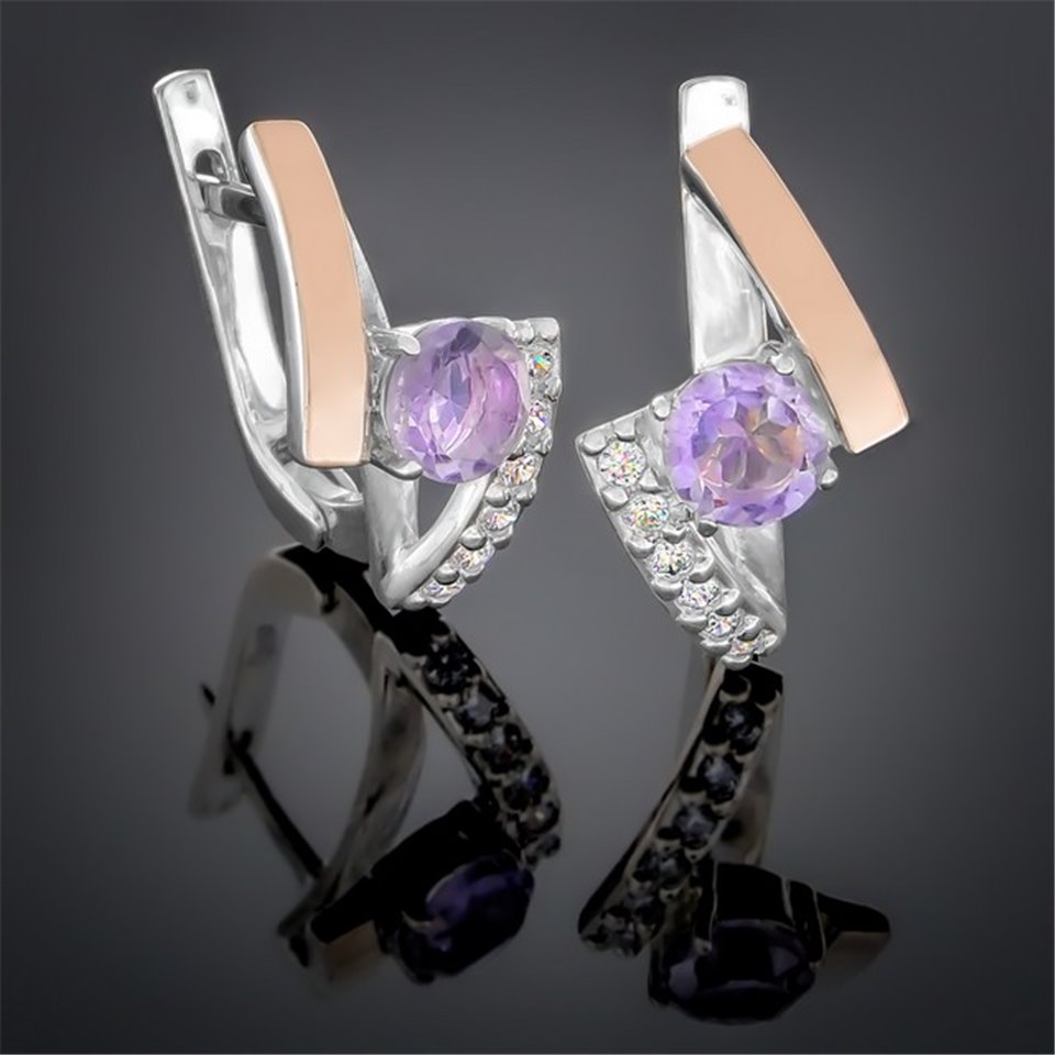 Сережки 391 аметист Rh Timofeev